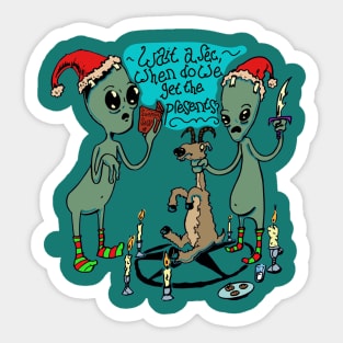 Aliens and Santa Sticker